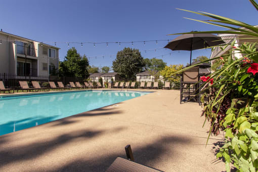 This is a picture of the pool area at Deer Hill Apartments in Cincinnati, Ohio.