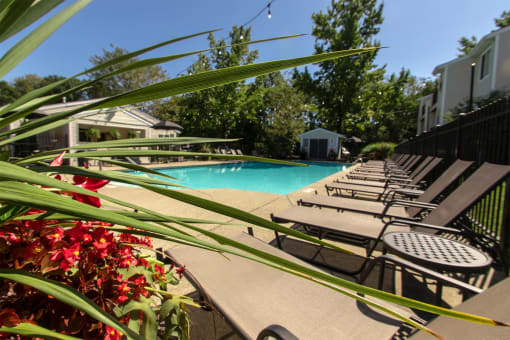 This is a picture of the pool area at Deer Hill Apartments in Cincinnati, Ohio.