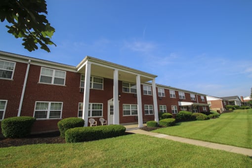 This is a photo of a building exterior at Lake of the Woods Apartments in Cincinnati, OH.