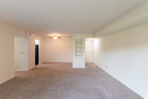 This is a photo the living room of the 1030 square foot, Oak 2 bedroom, 1 bath apartment at Montana Valley Apartments in the Westwood neighborhood of Cincinnati, OH.