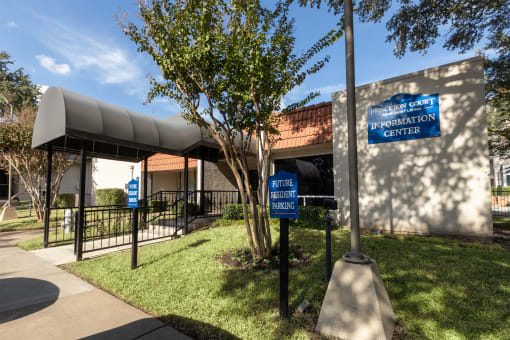 the leasing office entrance at Princeton Court, Dallas, Texas