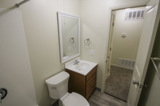This is a photo of the hallway in a 750 square foot 2 bedroom, 1 bath apartment at Park Lane Apartments in Cincinnati, OH.