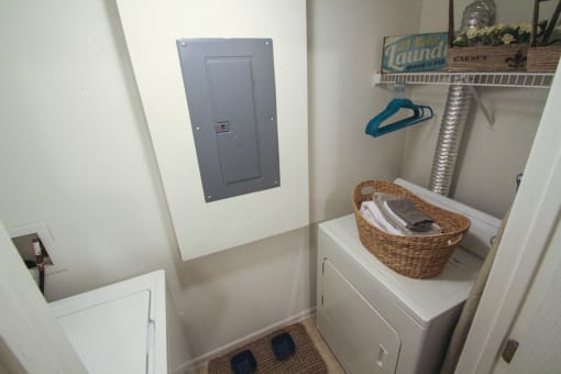This is a photo of the utility room of the 890 square foot 2 bedroom Liberty at Washington Place Apartments in Centerville, OH.