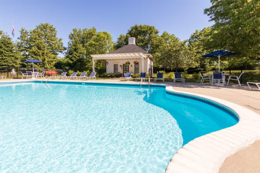This is a photo of the pool area at Washington Park Apartments in Centerville, OH.