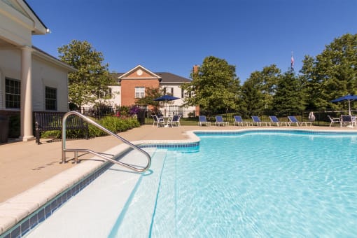 This is a photo of the pool area at Washington Park Apartments in Centerville, OH.