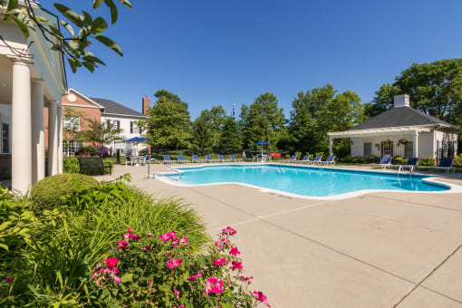 This is a photo of the pool area at Washington Park Apartments in Centerville, OH.