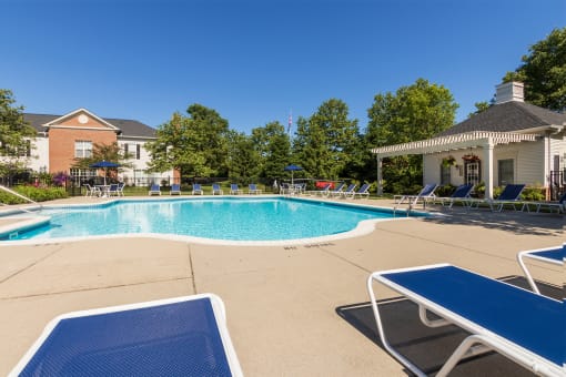 This is a photo of the pool area at Washington Park Apartments in Centerville, OH.