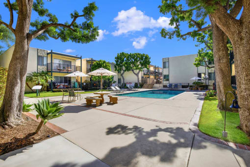 our apartments have a large swimming pool in our courtyard at Copa Ladeene Apartments, Torrance, CA 90505