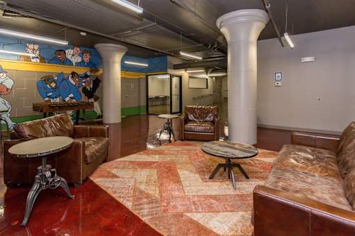 Large Community Clubhouse at Ballyard Lofts, Indigo Living, IA, Iowa
