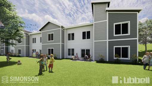 A family is playing outside of a Simonson home. at Callaway at Holland Pointe Apartments, Norwalk, Iowa