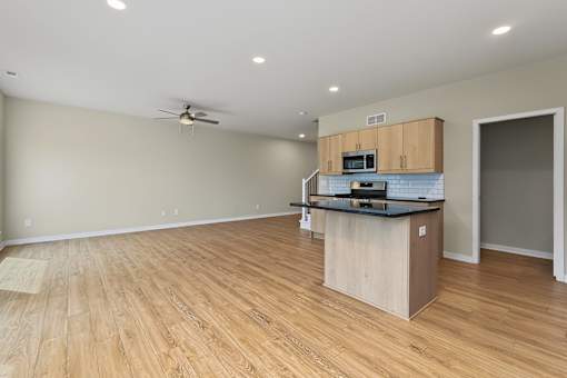Spacious townhome with large living room and kitchen island
