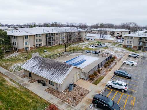 Drone View Of Parking at Bristol Ridge, Urbandale, Iowa