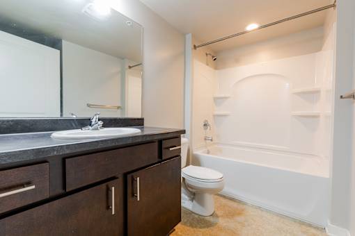 A bathroom with a white toilet and a white bathtub.