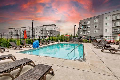 Twilight Pool at Lake Shore Apartments, Ankeny, IA