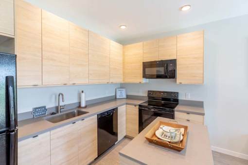 Fully Furnished Kitchen at Rowat Lofts, Des Moines