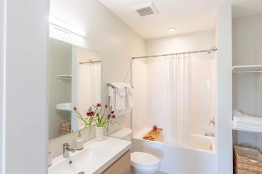 Bathroom With Bathtub at Rowat Lofts, Des Moines, 50309