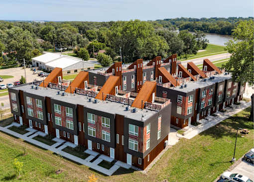 Aerial Building View at Eagle View Lofts, Des Moines, Iowa