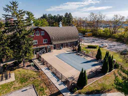 Aerial Pool View at Hamlet Apartments, West Des Moines, 50265