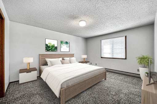 a bedroom with a bed and a window at Autumn Park, Sioux Falls, 57106  