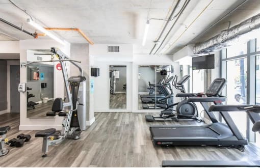 the gym is equipped with state of the art equipment