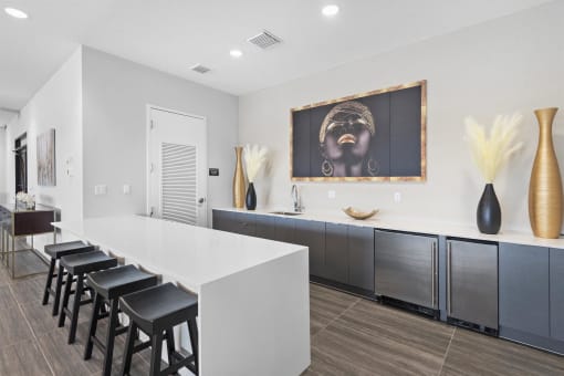 the residence on lamar apartment kitchen and bar with stools