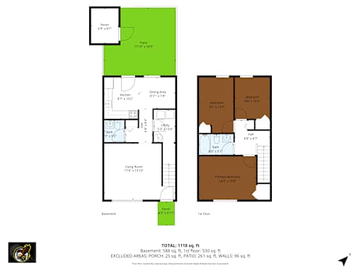 A floor plan of a house with a basement and a first floor.