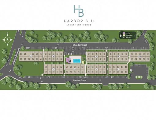 a site plan of the development of harbor blvd apartments