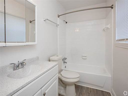 a bathroom with a toilet and a tub and a sink