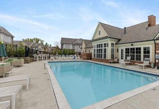 the swimming pool at the estates apartments at Encore at Manchester, Novi, Michigan