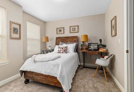 Beautiful Bright Bedroom With Wide Windows at Encore Townhomes, Utica, MI, 48315