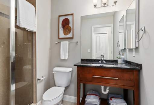 Bathroom With Storage at Encore Townhomes, Michigan