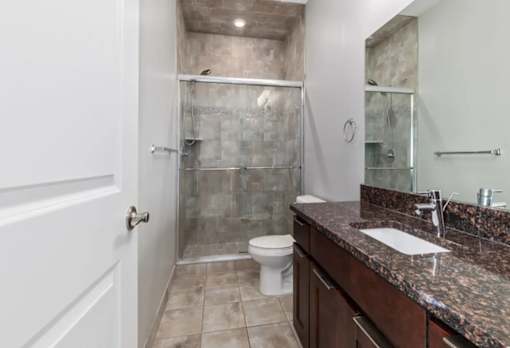 Bathroom With Extra Storage Space at Encore Townhomes, Utica, MI