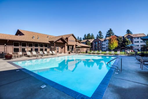 Outdoor pool,  spa  and  wading pool at Creston Point, Seattle, Washington