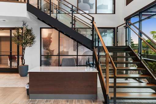 Modern Staircase in Living Area at Solera Apartments, Washington, 98056