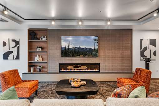 Fireplace at Solera Apartments, Renton, Washington