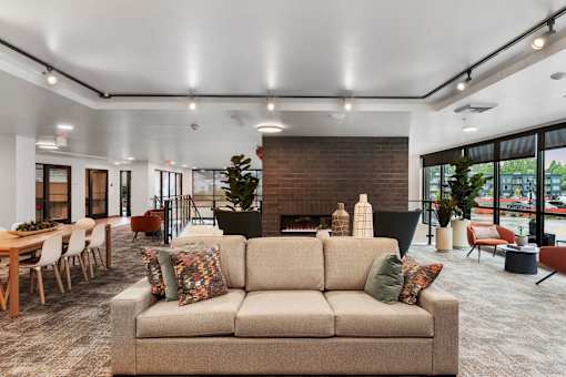 Bright Living Room at Solera Apartments, Washington, 98056