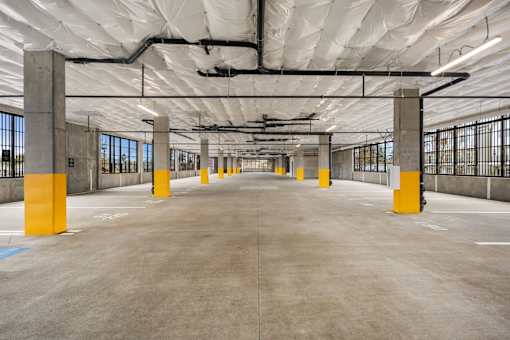 Covered garage parking at Kendrick Landing Apartments in Lakewood, WA