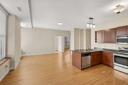 the preserve at ballantyne commons apartment living room and kitchen