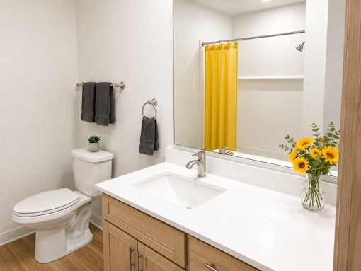 A white toilet sits next to a sink in a bathroom.