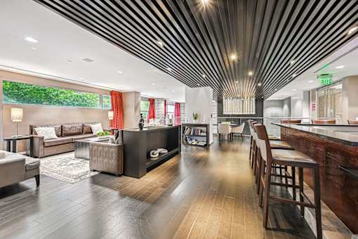 the lobby and a bar