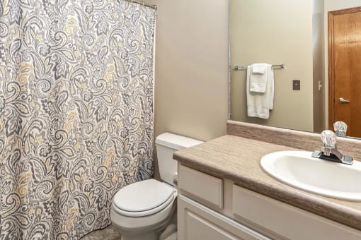 a bathroom with a toilet and a sink and a shower