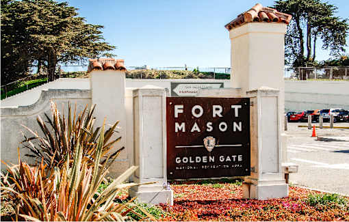 A sign that says Fort Mason Golden Gate.