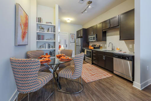 Dining Room and Kitchen View at The Lincoln  ApartmentsApartments, Raleigh, NC, 27601
