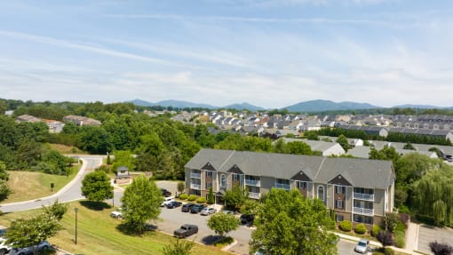 an aerial view of a neighborhood with houses and trees
