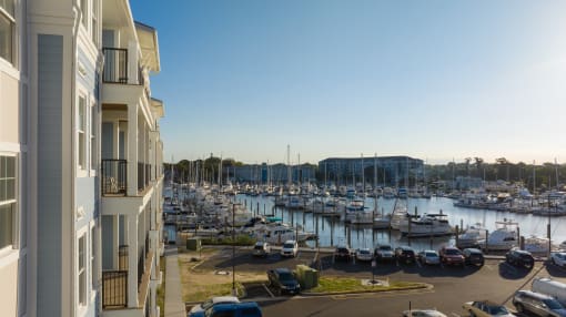 a view of a marina at The Port at East Beach Apartments and Marina, Norkfolk