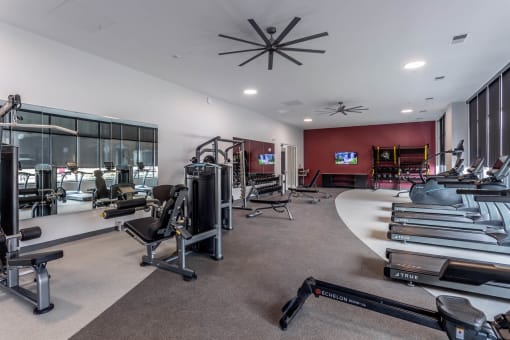 Expansive State-of-the-Art Fitness Center equipped with Echelon Row and True Fitness to meet cardio and strength training needs Centro at Pine Nash, Wilson, NC