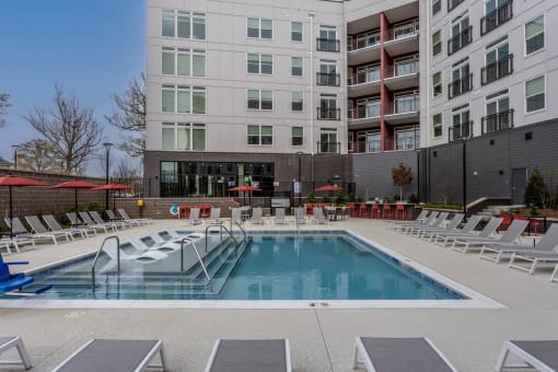 Refreshing Salt Water Pool with Expansive Sun Deck at Centro at Pine Nash, Wilson, NC