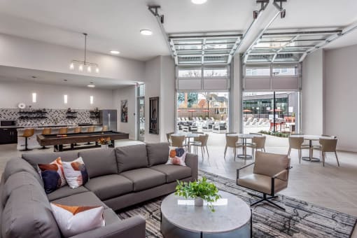 Resident Lounge and Social Space with pool deck access Centro at Pine Nash, Wilson, NC