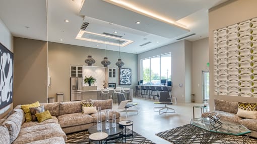 Clubroom seating at Helix apartments in Chesapeake VA