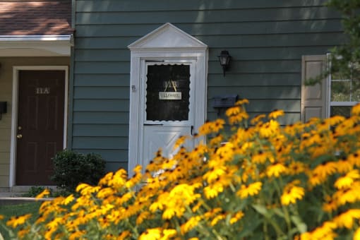Entrance with yellow flowers
